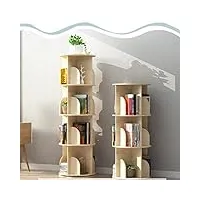 eeshha Étagère à livres bibliothèque rotative à 2 à 5 couches, bibliothèque empilable en bois dur massif, pour chambre à coucher, salle d'étude, salon