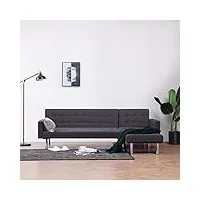 rantry canapé lit en forme de l gris foncé en polyester,meuble canapé jardin, canapé-lit, canapé-lit, canapés extérieur, salon terrasse extérieur meubles