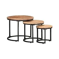 rantry table d'appoint latérale 3 pièces en bois massif d'acacia, table de jardin, table d'extérieur, table de terrasse, table de salle à manger, table de cuisine
