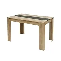 jazzlyn table à manger rectangle, table de cuisine en bois 4 personnes, chêne et noir, 110x70x75cm