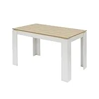jazzlyn table à manger rectangle, table de cuisine en bois 4 personnes, chêne et blanc, 120x70x75cm