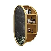 armoire à pharmacie ovale avec cadre en bois, 3 niveaux, avec miroir de salle de bain, armoire de cuisine murale, organisateur de rangement, gain de place, parfait pour une petite salle de b