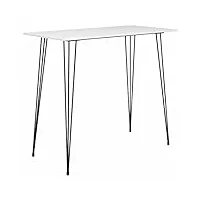rantry table de bar blanche 120 x 60 x 105 cm, table de salon, table de bureau, chambre à coucher, jardin