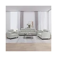 rantry lot de 3 canapés avec coussins gris clair en tissu microfibre, canapé jardin, canapé, salon, canapé, salon, terrasse extérieure, mobilier