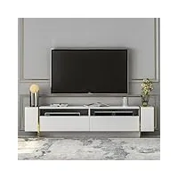 homidea angel ensemble de salon – meuble tv – banc tv en bois avec 2 portes au design moderne pour le salon (blanc brillant)