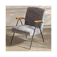 giznxba chaise de relaxation salon fauteuil d'appoint moderne, fauteuil club rembourré pour salle de lecture, chambre À coucher avec pied en métal, coussin confortable (color : /gray)