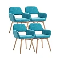 zqndfac chaises de cuisine chaise de salle à manger à dossier incurvé, ensemble de 4 chaises de cuisine, chaise de maquillage avec pieds en bois massif, fauteuil de loisirs rembourré meubles