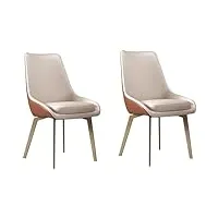 zqndfac chaises de cuisine lot de 2 chaises de salle à manger, chaise de cuisine rembourrée en cuir avec siège souple, chaise de maquillage avec pied plaqué or en acier inoxydable brossé meubles