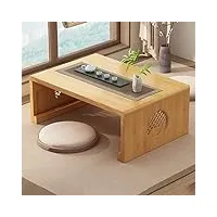 tnssczm table pliante en bambou, table basse portable en tatami japonais, table en baie vitrée, table à thé pour le salon, aucun assemblage requis