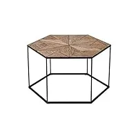 table basse d'orme naturel rétro octogonal pour le salon de la maison, table basse rétro en fer forgé, adapté au salon, À la chambre, au bureau,noir