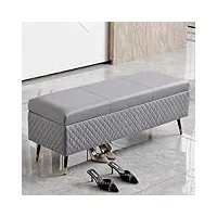 meglob banc ottoman de rangement, banc de rangement luxueux, banc de lit, banc rembourré en cuir avec rangement (color : gray, size : 80x40x45cm)