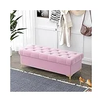 banc ottoman luxueux avec rangement, coffre de rangement moderne, banc de rangement for chambre à coucher, salon, banc de rangement rembourré en velours, banc d'extrémité de lit ( color : light pink ,