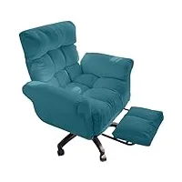 tuoyibo chaise de bureau pivotante en coton et lin, chaise de bureau ergonomique à hauteur réglable avec repose-pieds, fauteuil d'ordinateur inclinable pivotant à 360°, facile à assembler