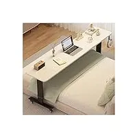 table de lit table de lit avec roulettes freinables, table de lit réglable en hauteur de 68 à 103 cm pour travailler/manger/jeu, facile à assembler (taille : 230 x 40 x 68-103 cm, couleur : noir) (b