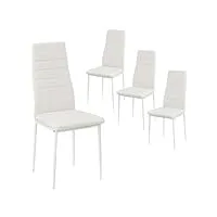 lividoz lot de 4 chaises de salle à manger modernes avec pieds en métal et éponge confortable pour salon, cuisine, salle de conférence blanc