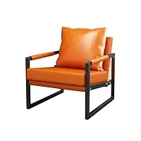 hjyan fauteuil à siège large, chaise confortable de salon, oreiller à dossier doux, chaises de réception pour galerie d'art d'hôtel, cadre en métal noir, canapé simple moderne simple/jaune/taille