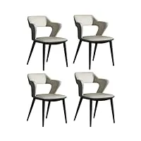 lot de 4 chaises d'îlot de cuisine et de salle à manger, en cuir, pour la maison, le restaurant, le cadre en acier au carbone, tabourets à dossier (gris clair)