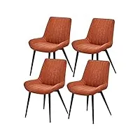 hjyan ensemble de 4 chaises de salon et de salle à manger, modernes en cuir pu, dossier haut, siège souple rembourré, chaises de cuisine, pieds en métal, chaises latérales