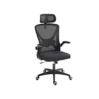 chaise de bureau en maille avec appui-tête réglable haut dossier chaise d'ordinateur pivotante, couleurs au choix, 52 x 50 x (113-123) cm (tout noir)
