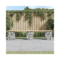 tidyard banc de jardin design de gabion 203x31x42 cm bois massif de pin, banquette de jardin chaise de porche mobilier de jardin pour parc, terrasse, patio, balcon, extérieur