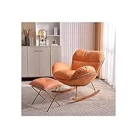 zywww fauteuil à bascule fauteuil à bascule relax confortable avec repose-pieds, fauteuil à bascule en tissu doux du milieu du siècle, fauteuil à bascule de salon (couleur: orange)