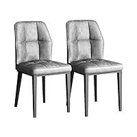 ensemble de 2 chaises de cuisine et de salle à manger modernes, siège rembourré en cuir pu souple, avec pieds en acier au carbone, chaise latérale (gris foncé)