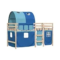 vidaxl lit mezzanine enfants avec tunnel, lit intermédiaire avec rangement, meuble de chambre à coucher, moderne, bleu 80x200cm bois pin massif