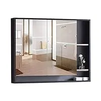 tzufa armoire murale de salle de bain avec porte miroir, placard de rangement en alliage d'aluminium, économiseur d'espace au-dessus des toilettes pour armoire de rangement, entrée, salon, noir, 3