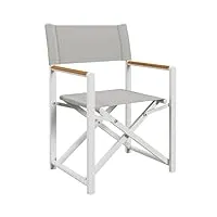 outsunny chaise directeur chaise de camping chaise de jardin pliable tissu respirant pour jardin, pêche, plage, pique-nique, gris