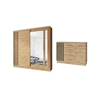 mon mobilier design artiz ensemble armoire portes coulissantes et commode 2 portes 4 tiroirs