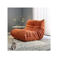yydswtw canapé de sol paresseux, canapé de sol sans accoudoirs, canapé simple, fauteuil de sol paresseux, canapé simple, housse en daim souple, chaise longue 70 * 93 * 95cm orange-velours