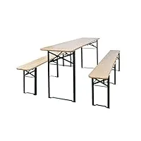 rantry table de brasserie pliante 2 bancs 220 cm en bois d'épicéa, chaises d'extérieur, chaises de salle à manger pour jardin, mobilier de jardin, mobilier d'extérieur patio terrasse décor meubles