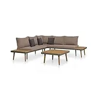 rantry lot de 4 canapés de jardin avec coussins en bois d'acacia marron, canapé-lit, canapé, salon, canapé, canapé, moderne, décoration de meubles de chambre