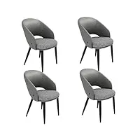 chaise de salle à manger moderne, velours chaises de cuisine avec assise rembourrée en pieds en métal chaise salon dossier chaise coiffeuse pour cuisine/restaurant/salon(size:set of 4,color:dark gray)