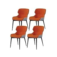 yxcuidp ensemble de 4 chaises cuisine, chaises d'appoint cuir imperméable avec cadre acier au carbone, chaises comptoir salon cuisine (color : orange)