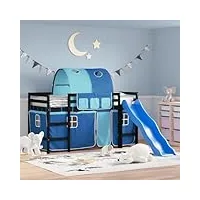 furniture home tools lit mezzanine pour enfant en pin massif bleu 90 x 200 cm