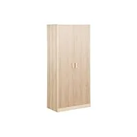 sweeek - dressing. armoire. 2 portes avec penderie et rangements linear. panneaux stratifiés et pied en bois de sapin l 80 x p 48 x h 180cm