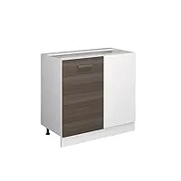 livinity meuble d'angle r-line, gris/blanc, 86 cm, pa chêne