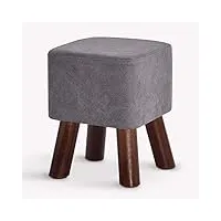 taormey pouf en simili cuir, repose-pieds en bois, pouf carré rembourré, salon, chambre à coucher, jardin, petite chaise avec 4 pieds en bois, gris 28 x 28 x 35 cm