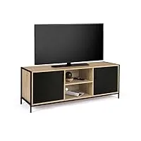 idmarket - meuble tv 140 cm boston 2 portes noires design industriel