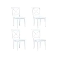 techpo furniture home tools lot de 4 chaises de salle à manger en bois d'hévéa massif blanc