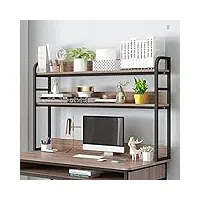 bibliothèque de bureau à 2 niveaux pour bureau d'ordinateur, étagère de bureau réglable, étagère de bureau en bois et en métal, peut supporter 25 kg, étagère polyvalente de comptoi