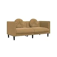 vidaxl canapé avec coussins 2 places, chaise avec accoudoirs et dossier, siège avec pieds, fauteuil tv de salon, moderne, marron velours