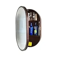 armoire à pharmacie ovale avec cadre en bois, 3 niveaux, avec miroir de salle de bain, armoire de cuisine murale, organisateur de rangement, gain de place, parfait pour une petite salle de b