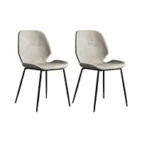 cuntohhh (2 pièces) chaise de salle à manger, chaise à dossier en dentelle avec coussin en cuir, chaise de bureau en fer forgé noir, hauteur d'assise 43 cm, chaise de chambre d'hôtel (couleur : c)