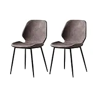 cuntohhh (2 pièces) chaise de salle à manger, chaise à dossier en dentelle avec coussin en cuir, chaise de bureau en fer forgé noir, hauteur d'assise 43 cm, chaise de chambre d'hôtel (couleur : g)