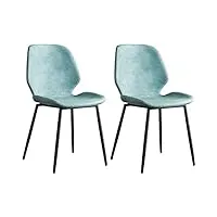 cuntohhh (2 pièces) chaise de salle à manger, chaise à dossier en dentelle avec coussin en cuir, chaise de bureau en fer forgé noir, hauteur d'assise 43 cm, chaise de chambre d'hôtel (couleur : e)