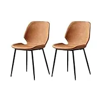 cuntohhh (2 pièces) chaise de salle à manger, chaise à dossier en dentelle avec coussin en cuir, chaise de bureau en fer forgé noir, hauteur d'assise 43 cm, chaise de chambre d'hôtel (couleur : h)