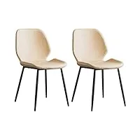 cuntohhh (2 pièces) chaise de salle à manger, chaise à dossier en dentelle avec coussin en cuir, chaise de bureau en fer forgé noir, hauteur d'assise 43 cm, chaise de chambre d'hôtel (couleur : b)