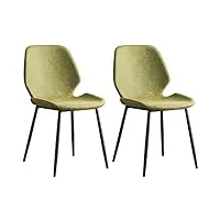 cuntohhh (2 pièces) chaise de salle à manger, chaise à dossier en dentelle avec coussin en cuir, chaise de bureau en fer forgé noir, hauteur d'assise 43 cm, chaise de chambre d'hôtel (couleur : a)